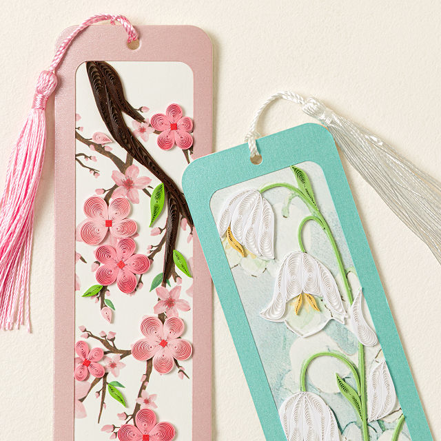 Blossoms & Birds Hand-Quilled Bookmark Set
