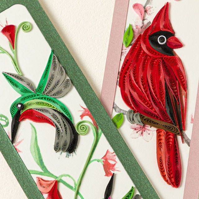 Blossoms & Birds Hand-Quilled Bookmark Set