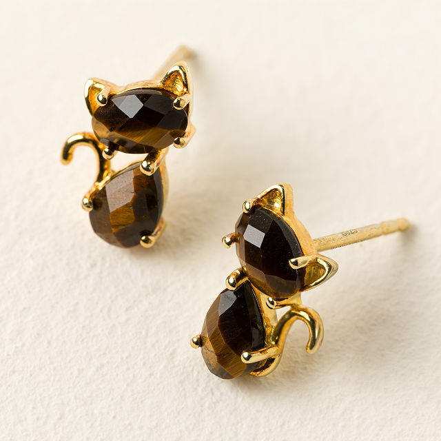 Faceted Feline Cat Earrings