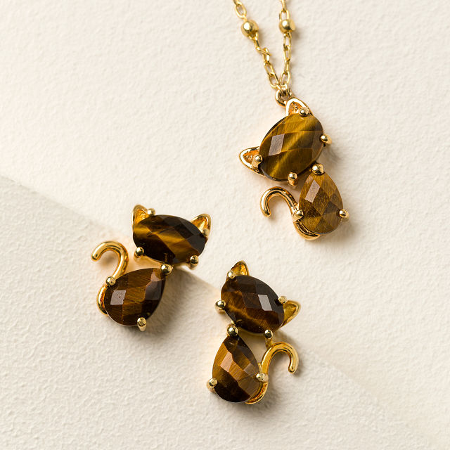 Faceted Feline Cat Earrings
