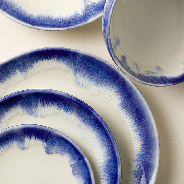Ceramic Blue Drip Dinnerware
