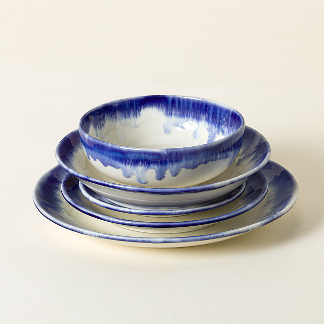 Ceramic Blue Drip Dinnerware