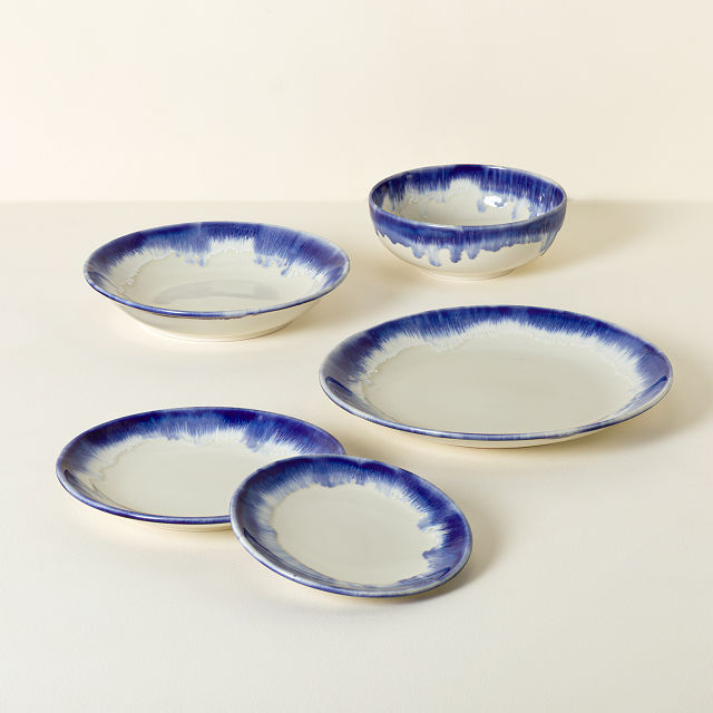 Ceramic Blue Drip Dinnerware