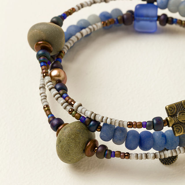 Tumbled Blue Ocean Spiral Bracelet