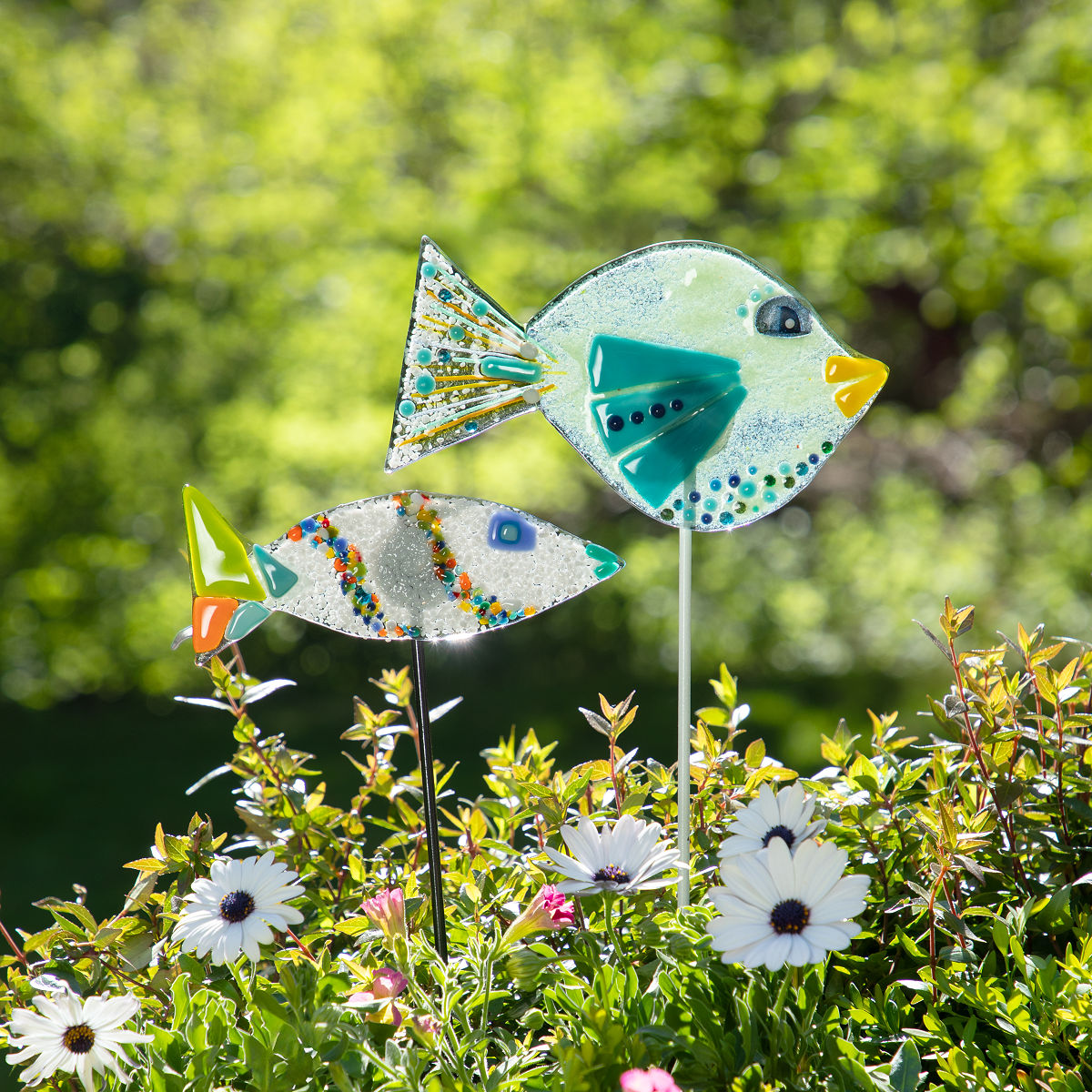 Uncommon Goods | Handmade Glass Garden Stakes - Fish | fish garden