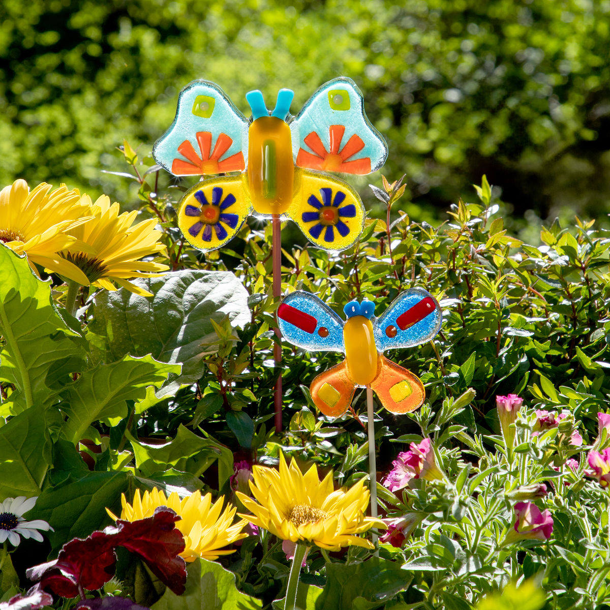 Handmade Glass Garden Stakes - Butterfly