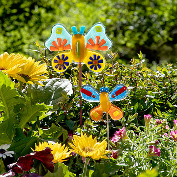Handmade Glass Garden Stakes - Butterfly