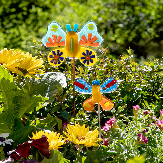 Handmade Glass Garden Stakes - Butterfly