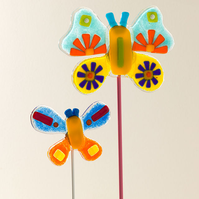 Handmade Glass Garden Stakes - Butterfly