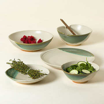Handmade Ceramic Green Splash Dinnerware