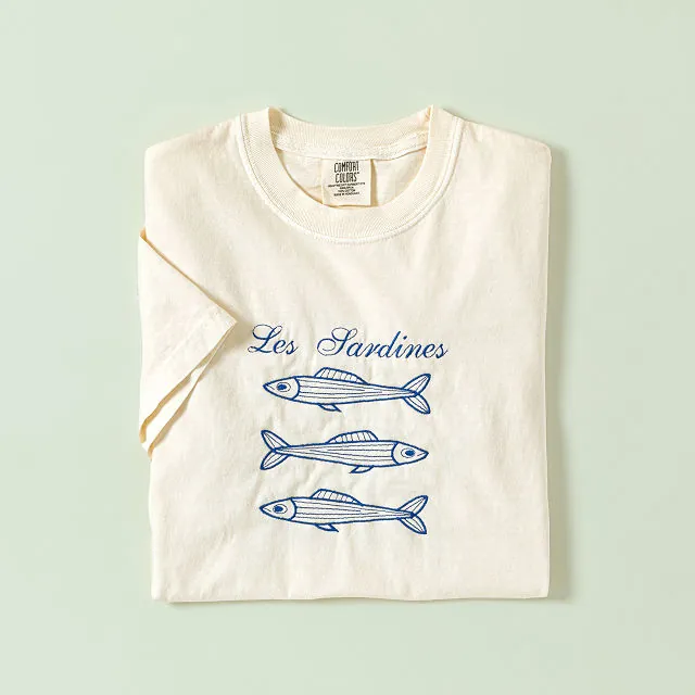 Uncommon Goods | Les Sardines Embroidered T-Shirt | Sardine | Shirt