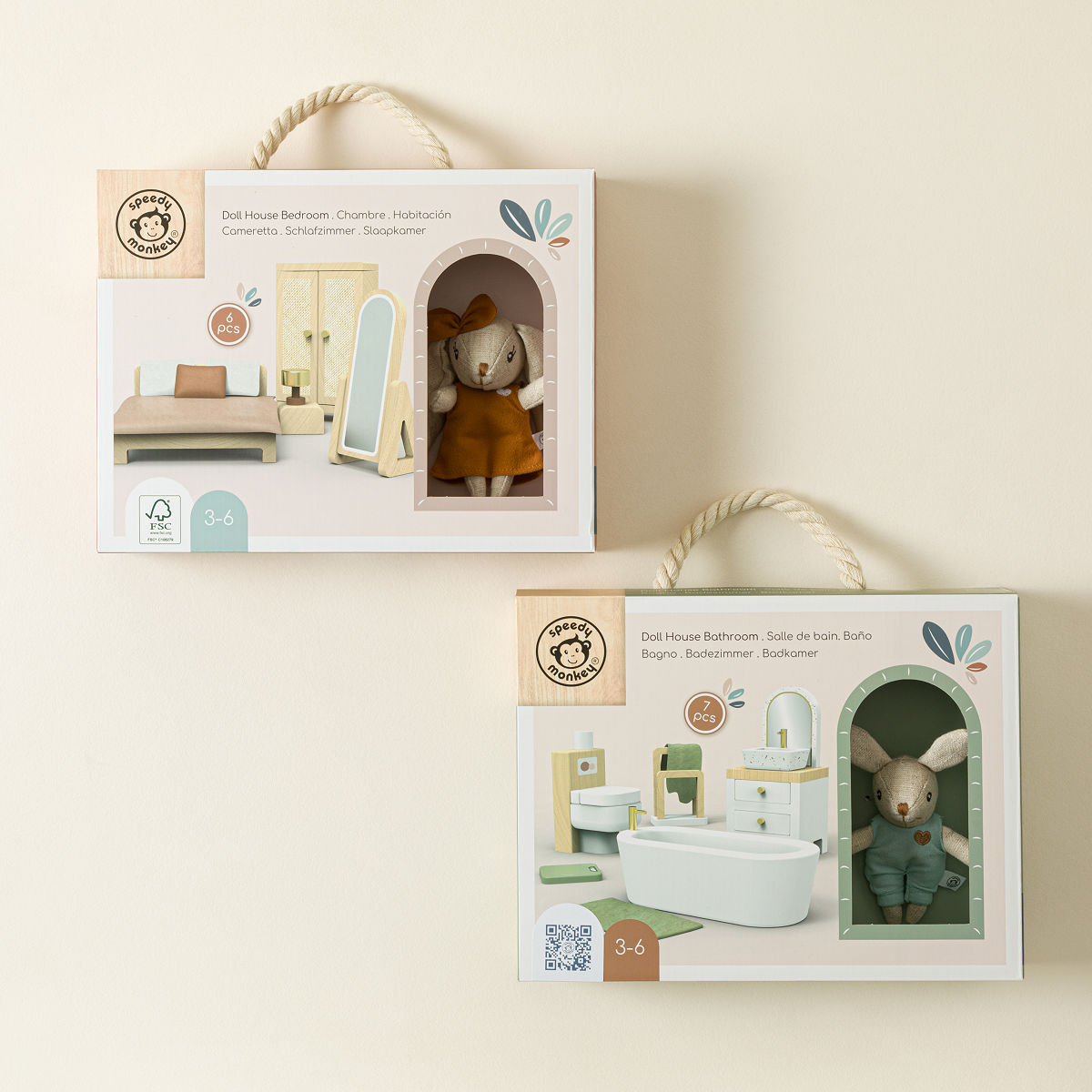 Bunny Family Cottage Dollhouse Collection - Bed & Bathroom Furniture