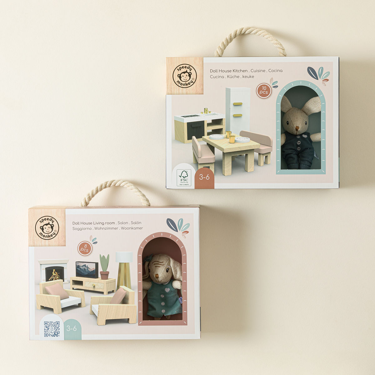 Bunny Family Cottage Dollhouse Collection - Kitchen & Living Room Furniture