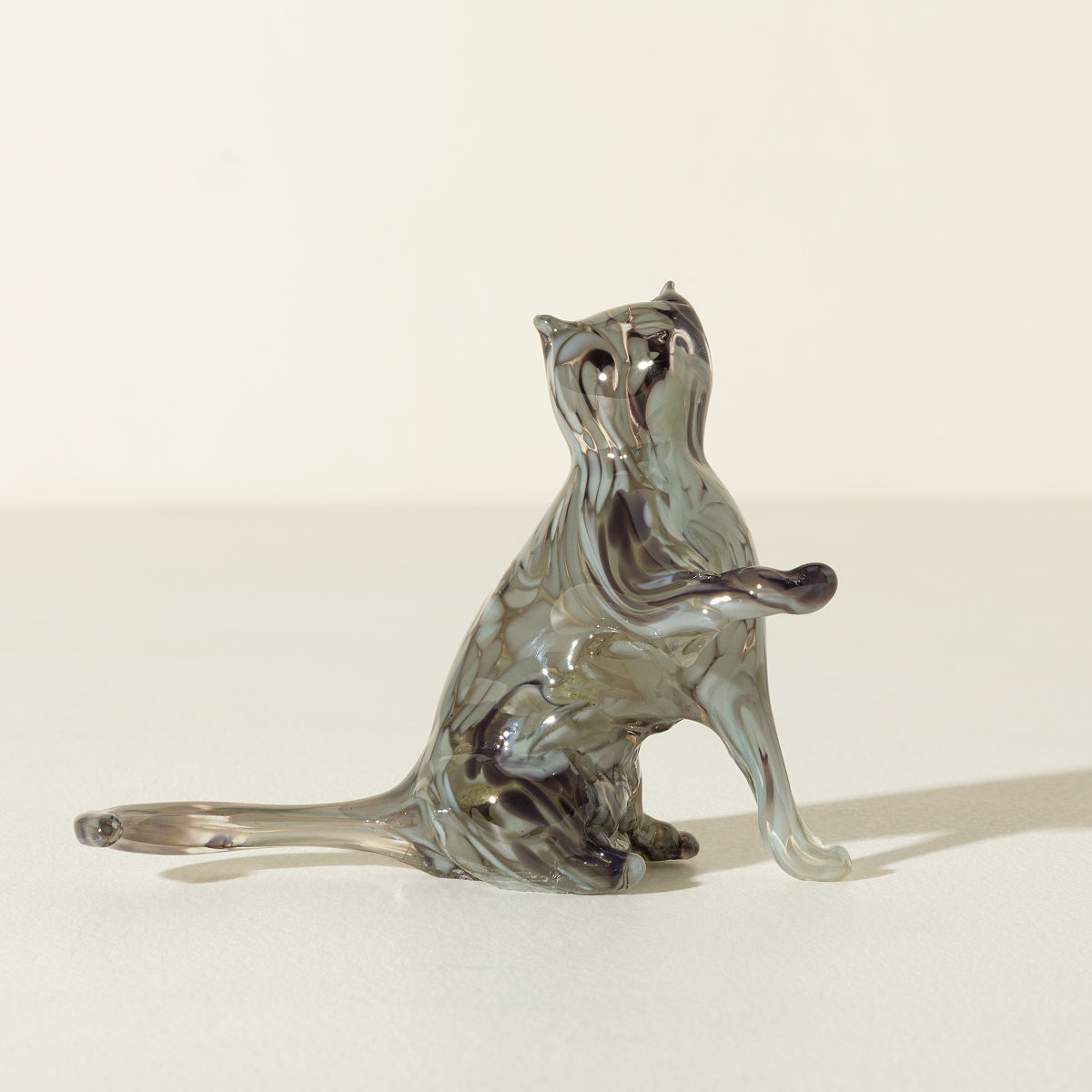 Pet Memorial Cremains Cat Sculpture - Grey w/ Shipping Box