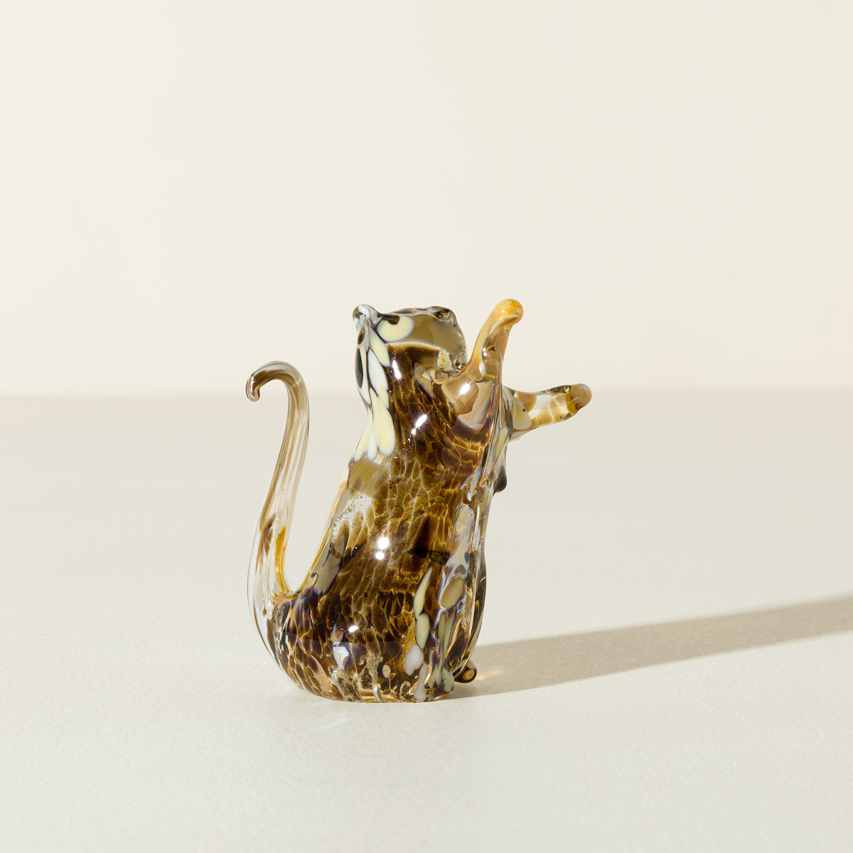 Pet Memorial Cremains Cat Sculpture - Brown and Cream w/ Shipping Box