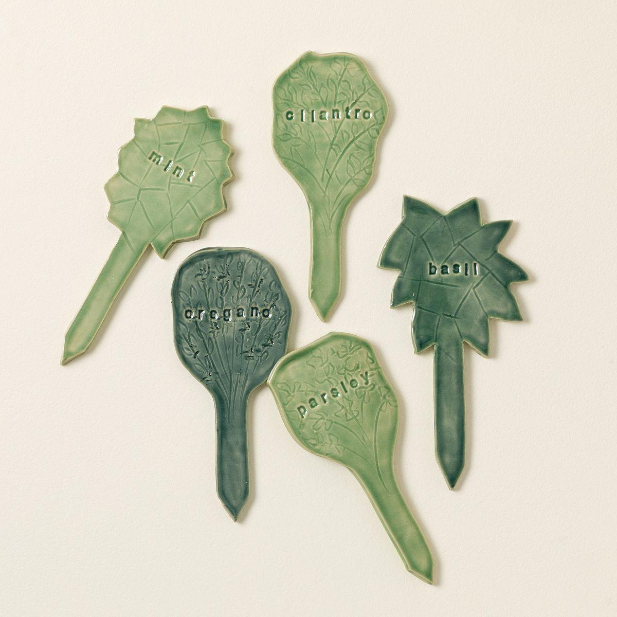 Ceramic Garden Label Stakes - Set of 5 - Herb Bundle