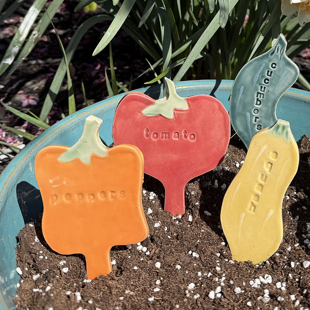 Ceramic Garden Label Stakes - Set of 5