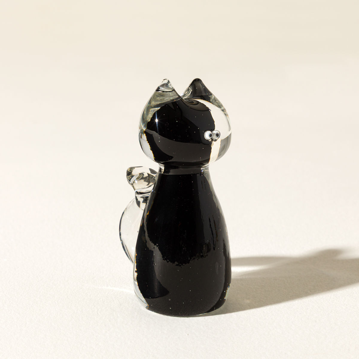 Curious Cat Glass Desk Pet - Black Cat
