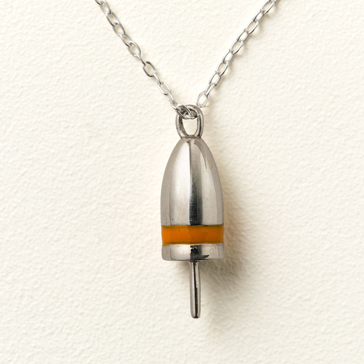 Sterling Silver Buoy Necklace - Orange