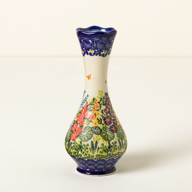 Polish Painted Floral Bud Vase