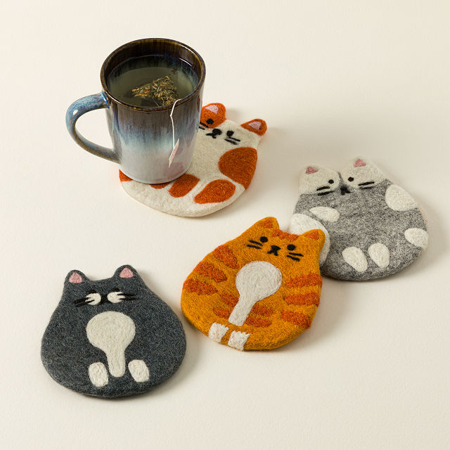Feline Felt Coasters - Set of 4