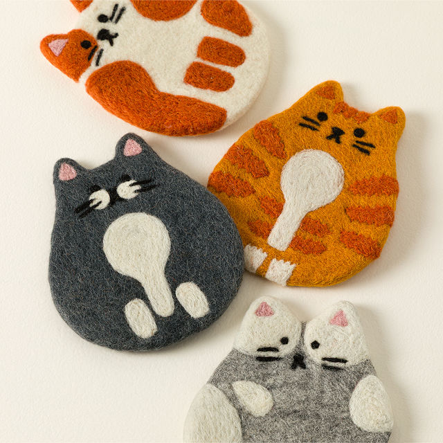 Feline Felt Coasters - Set of 4