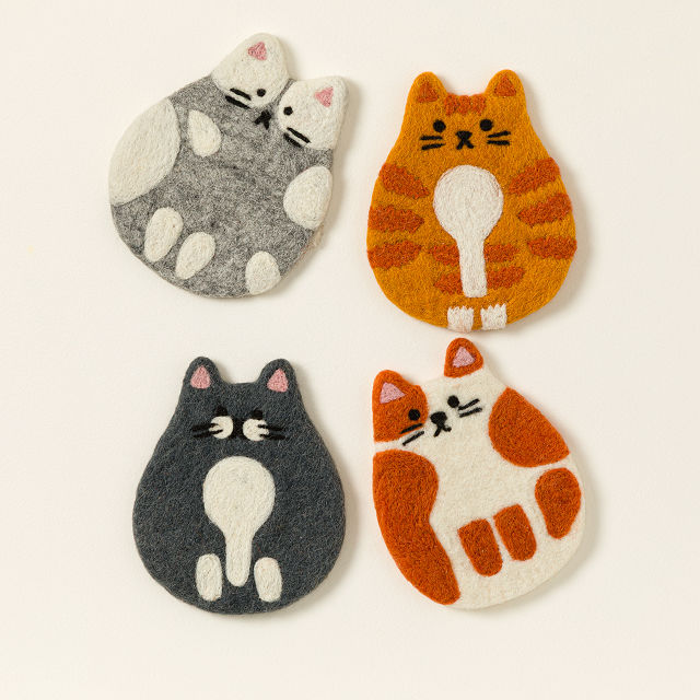 Feline Felt Coasters - Set of 4
