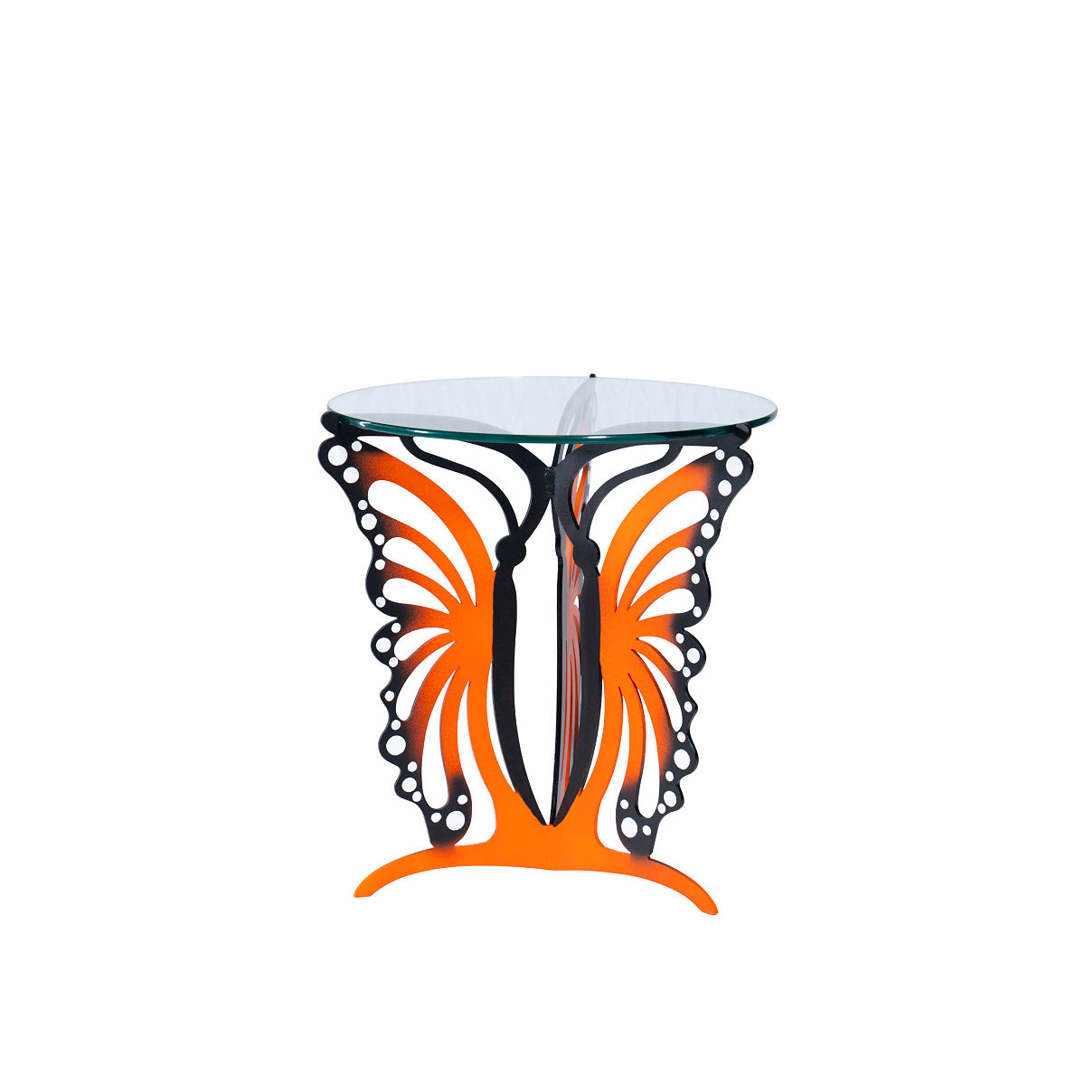 Handmade Butterfly Garden Table - Monarch - Side Table w/ Flat Glass Top
