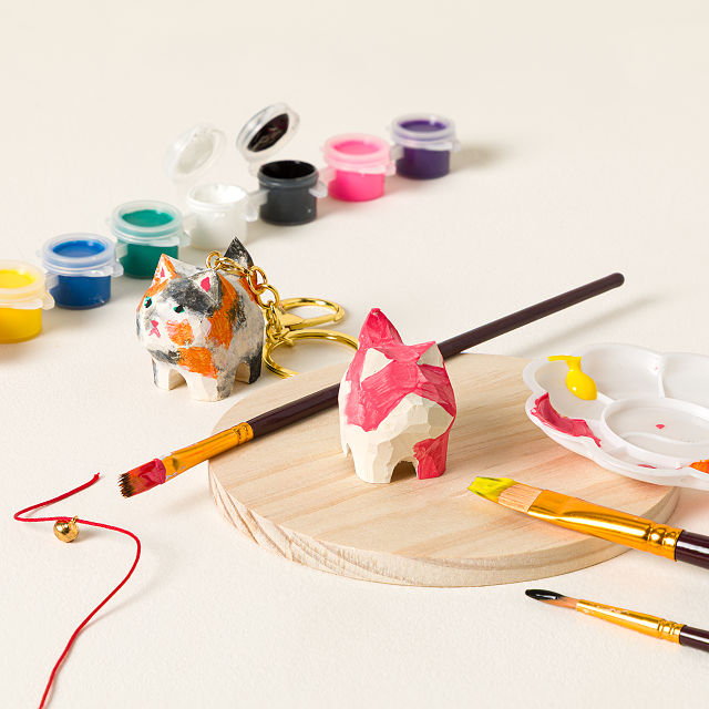 Wooden Cat Keychain Craft Kit
