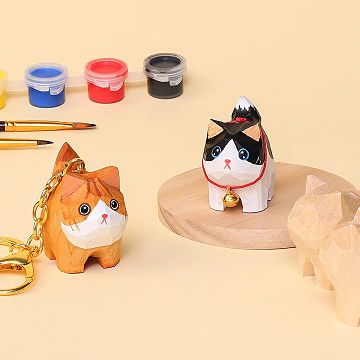 Wooden Cat Keychain Craft Kit