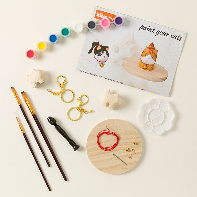 Wooden Cat Keychain Craft Kit
