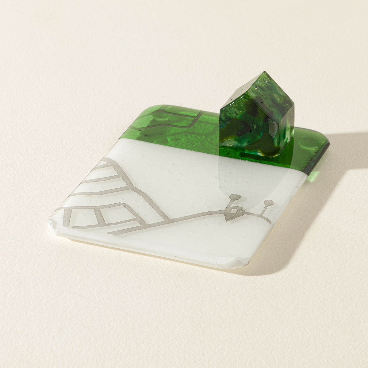 Where We Landed Personalized Glass Sculpture - Green