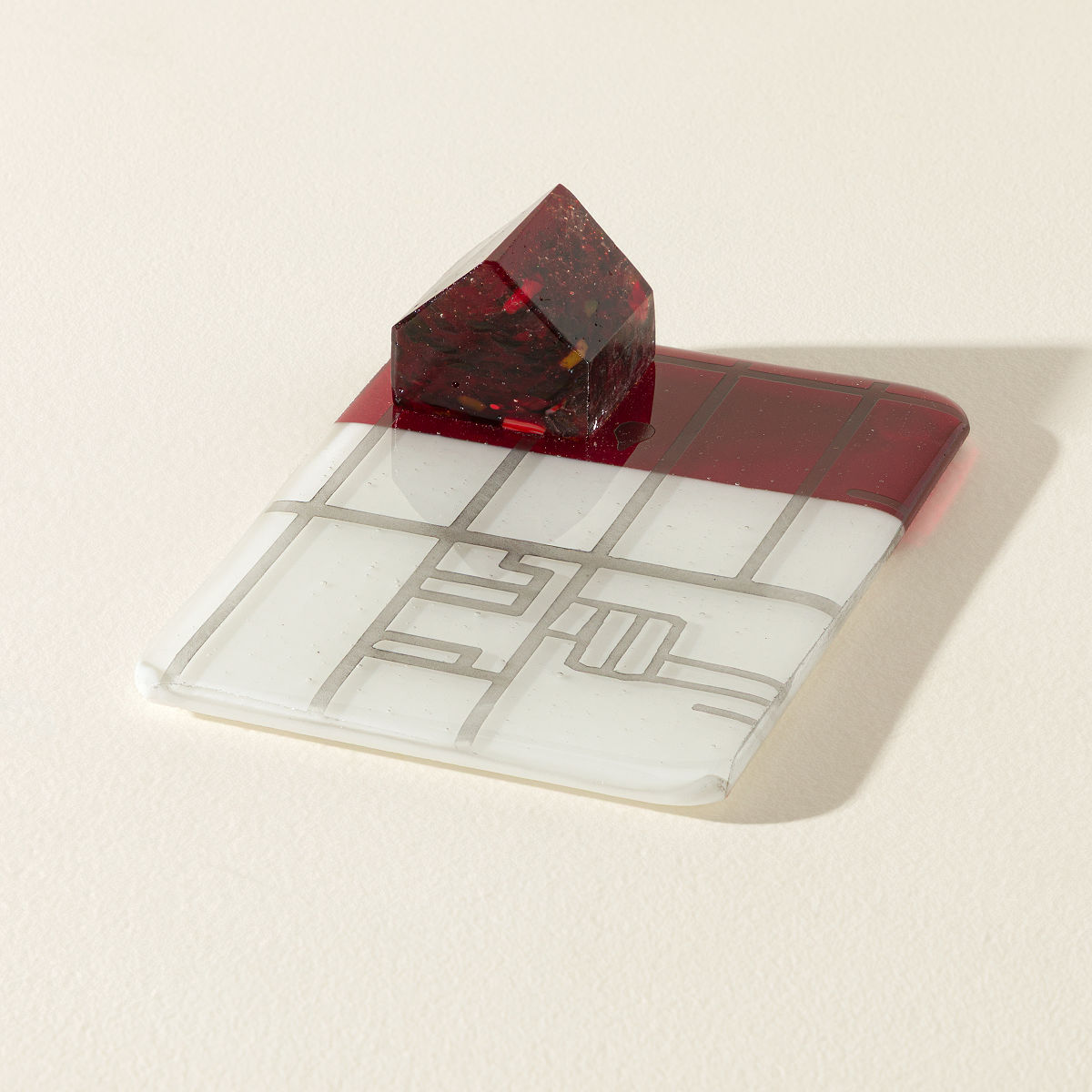 Where We Landed Personalized Glass Sculpture - Red