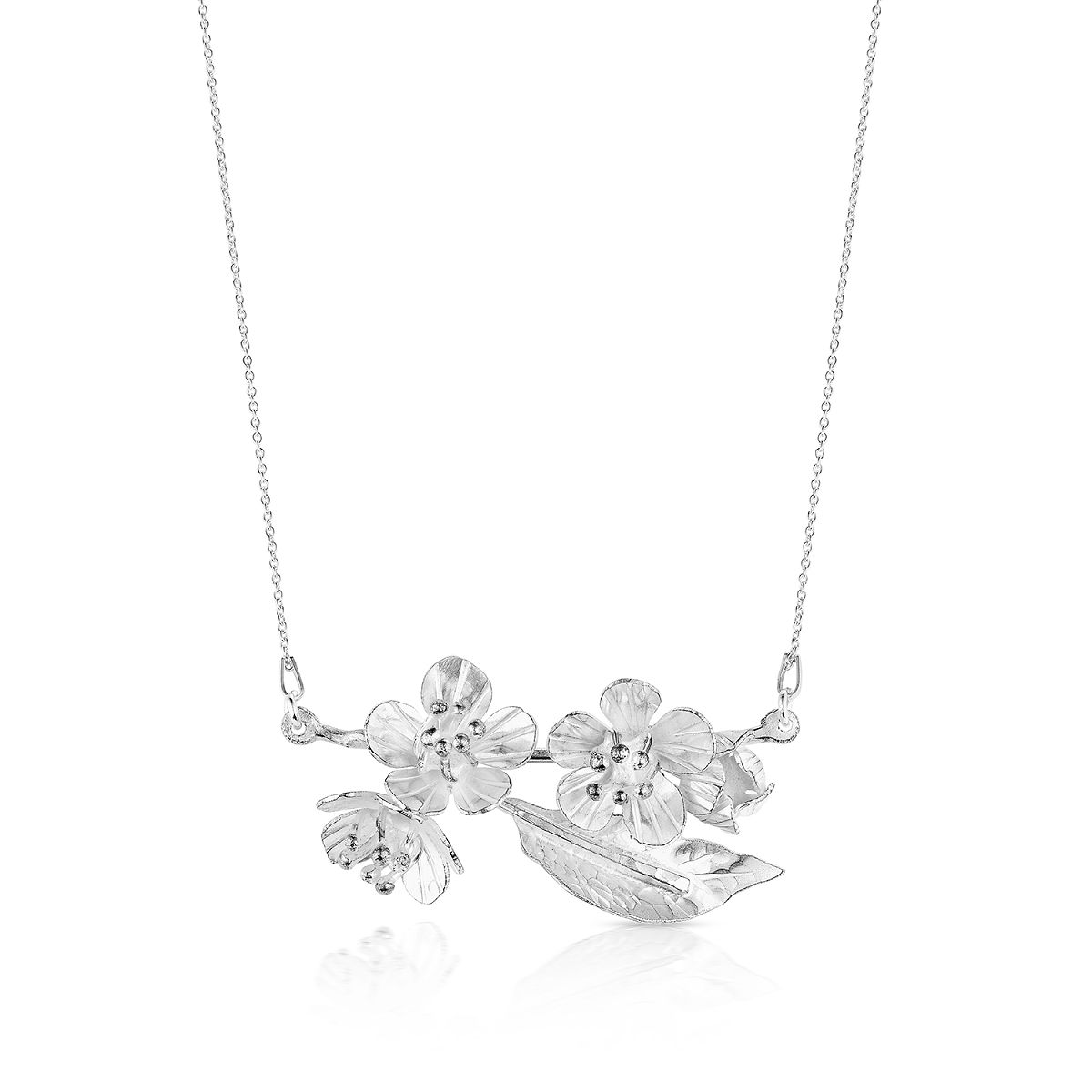 Sterling Silver State Flower Jewelry - Michigan Apple Blossom Pendant