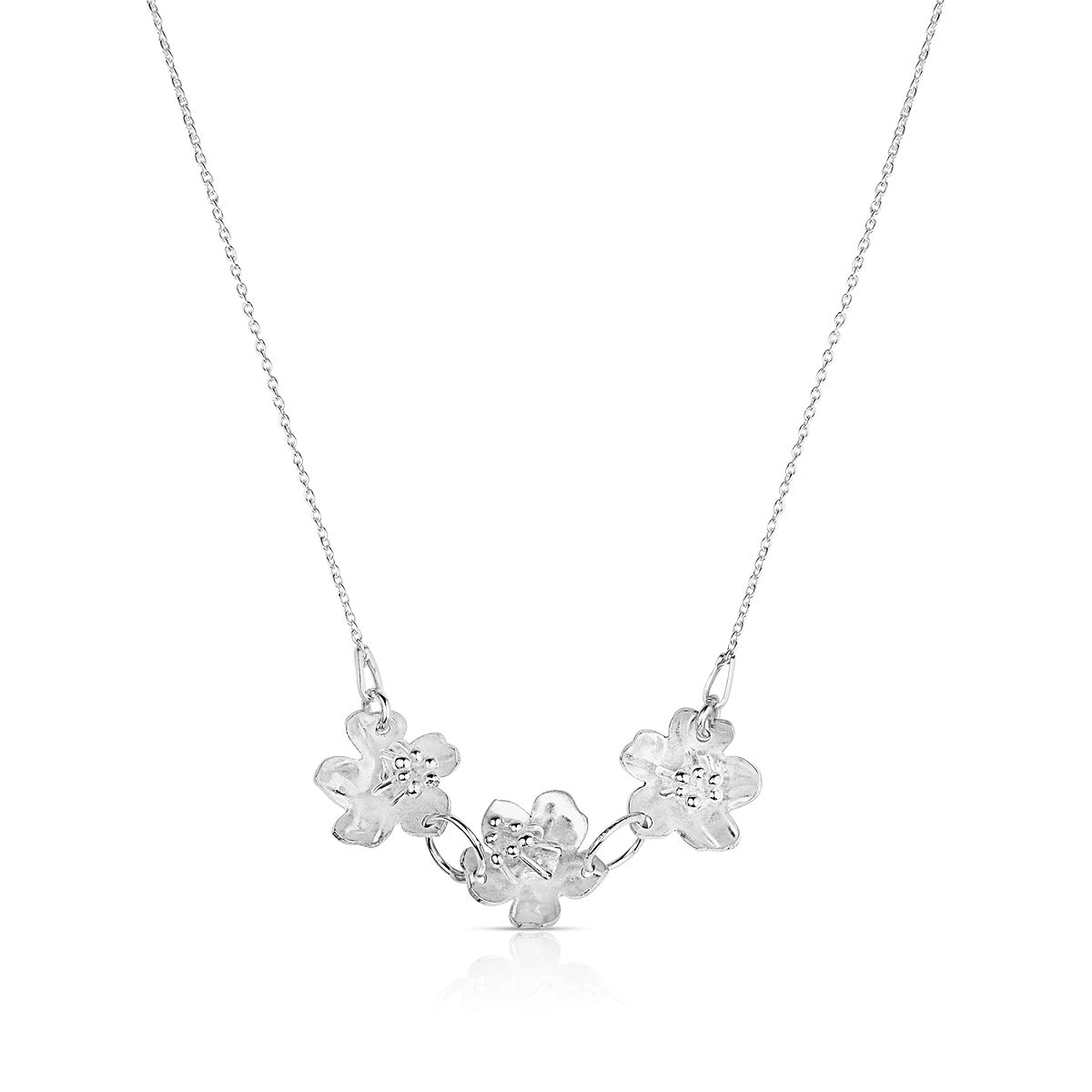 Sterling Silver State Flower Jewelry - Delaware Peach Blossom Necklace