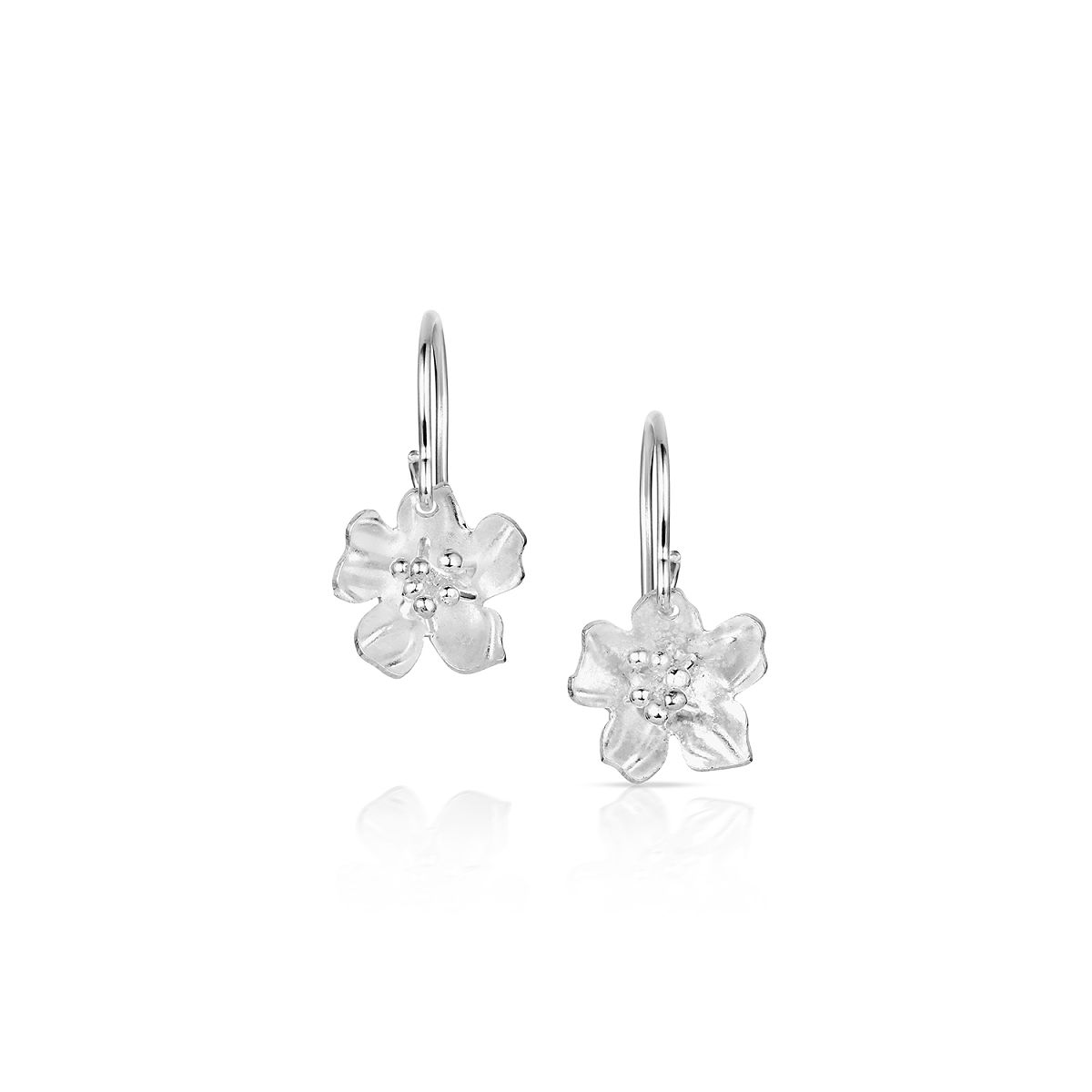 Sterling Silver State Flower Jewelry - Delaware Peach Blossom Dangle Earrings
