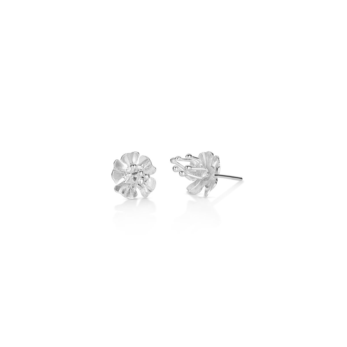 Sterling Silver State Flower Jewelry - Georgia Cherokee Rose Stud Earrings