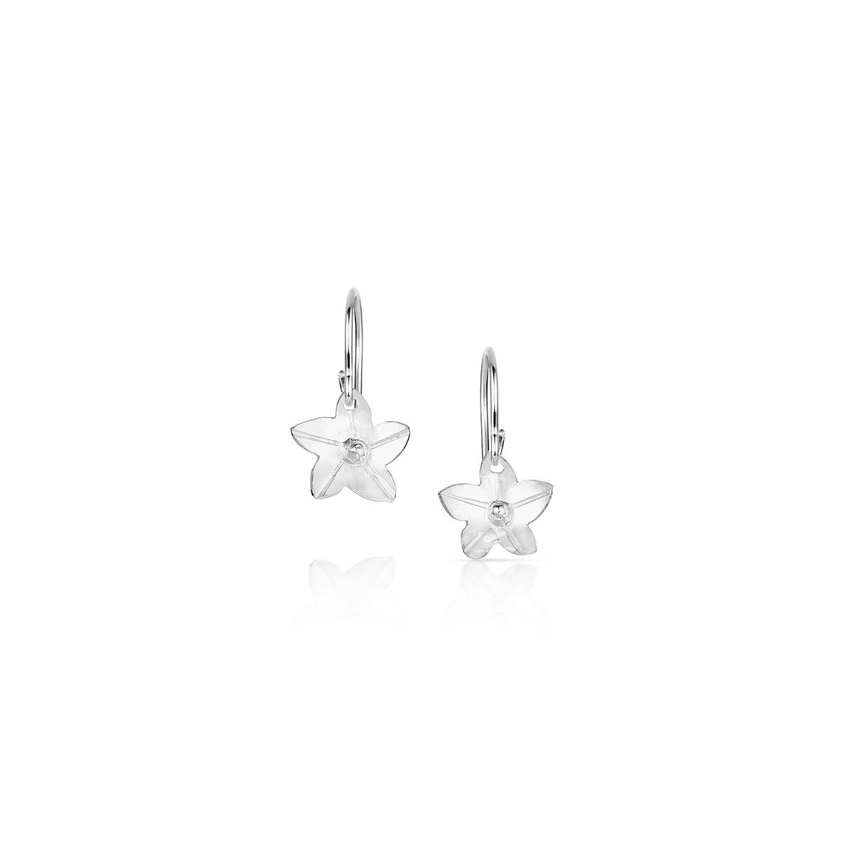 Sterling Silver State Flower Jewelry - Massachusetts Mayflower Dangle Earrings