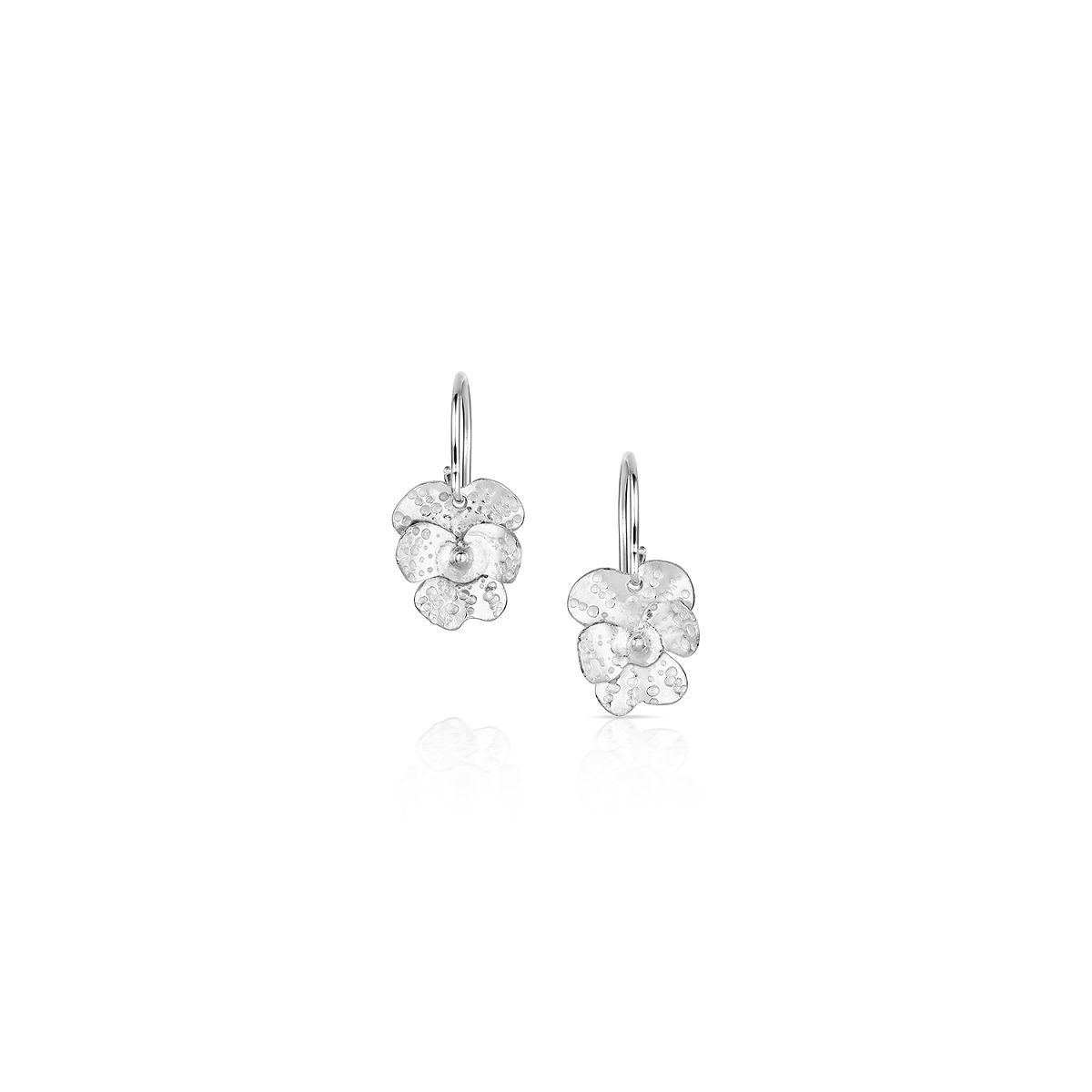 Sterling Silver State Flower Jewelry - New Jersey Violet Dangle Earrings
