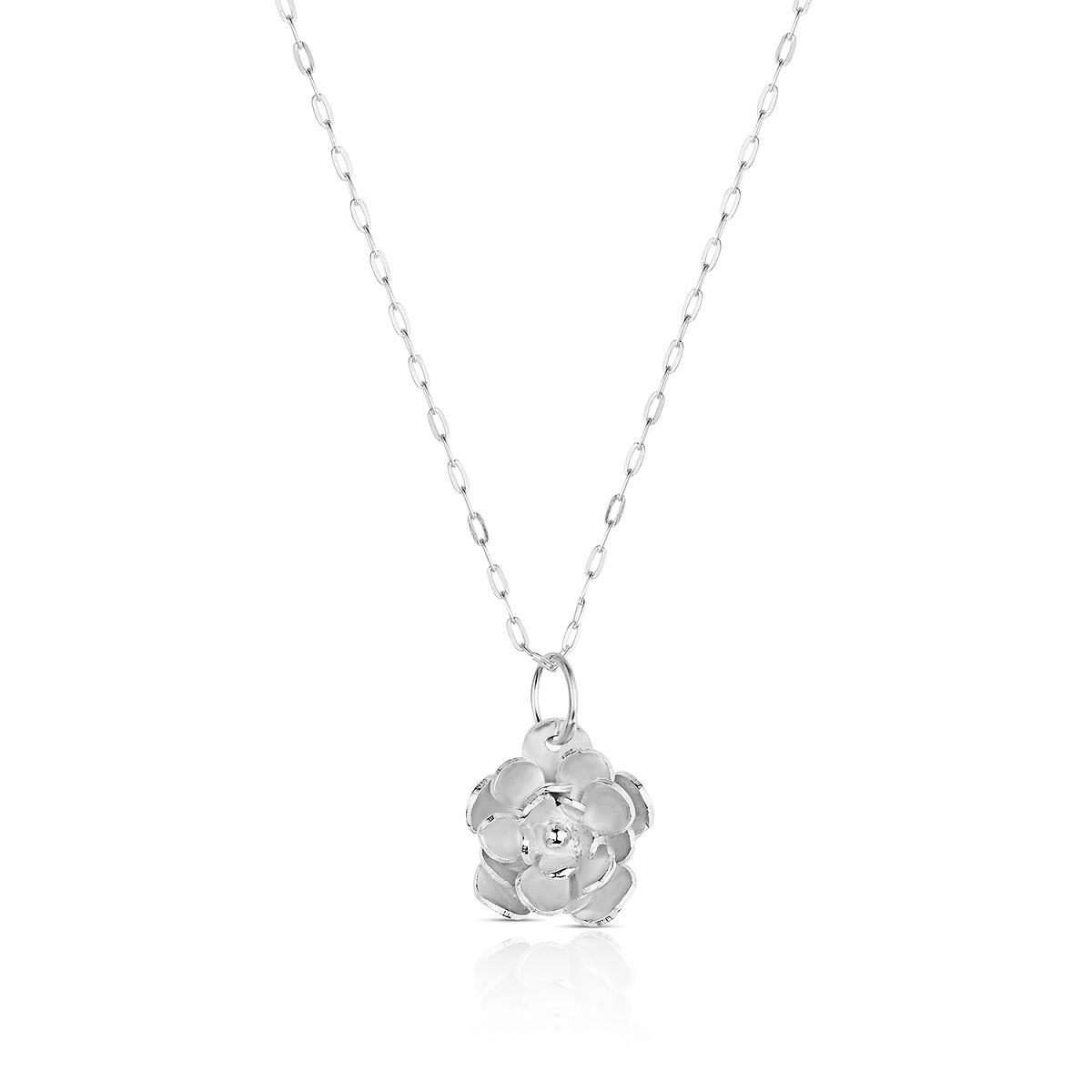 Sterling Silver State Flower Jewelry - New York Rose Pendant