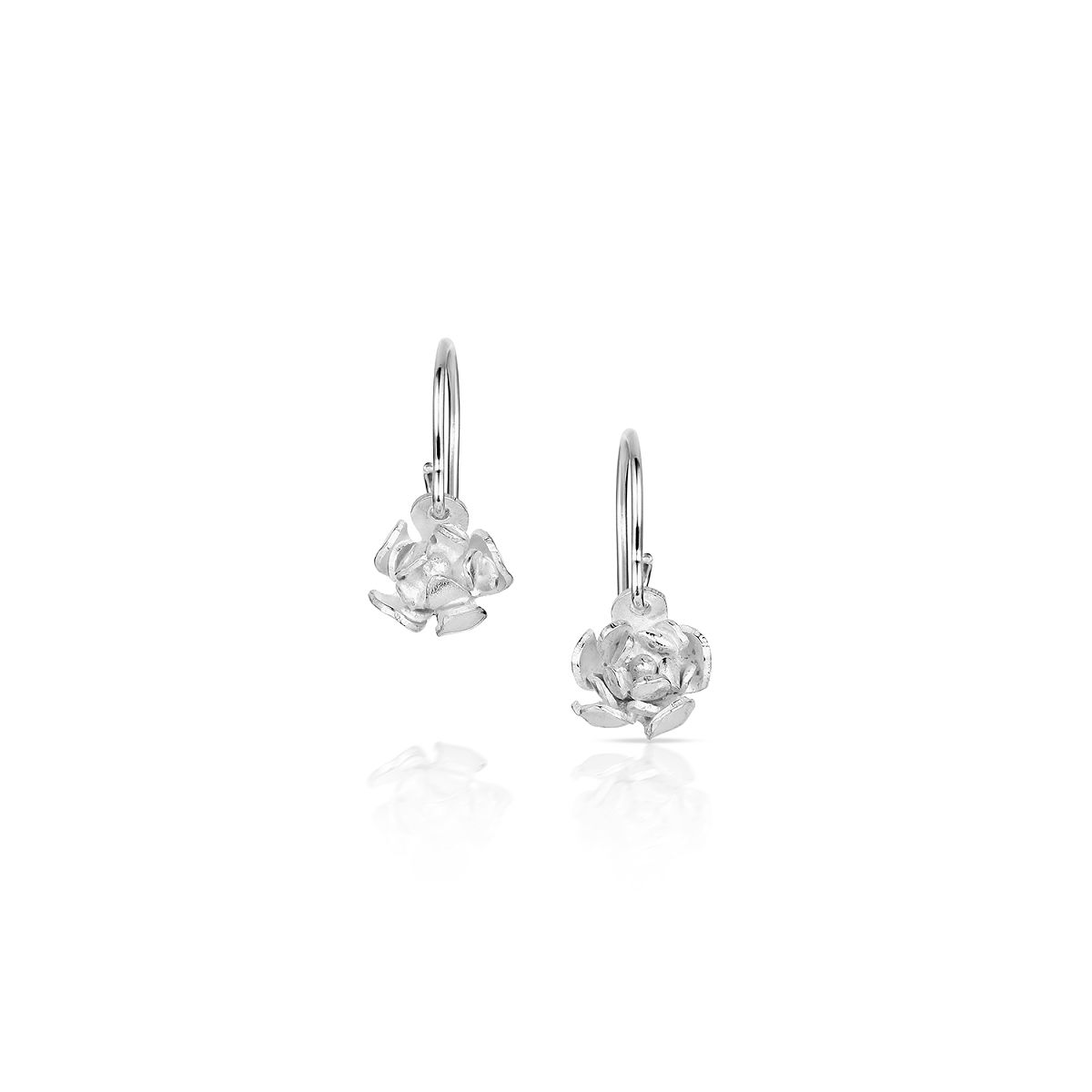 Sterling Silver State Flower Jewelry - New York Rose Dangle Earrings