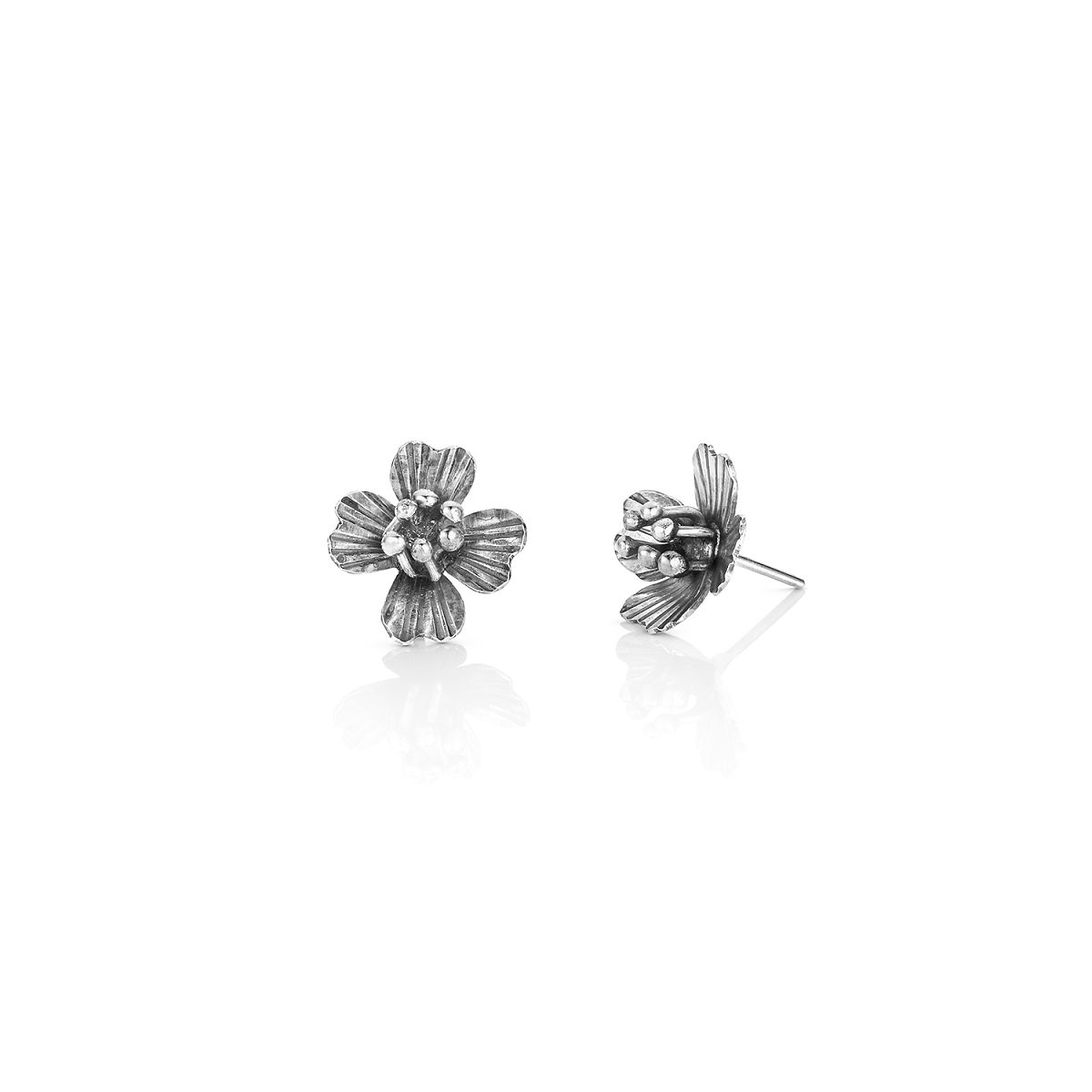 Sterling Silver State Flower Jewelry - Virginia Dogwood Stud Earrings