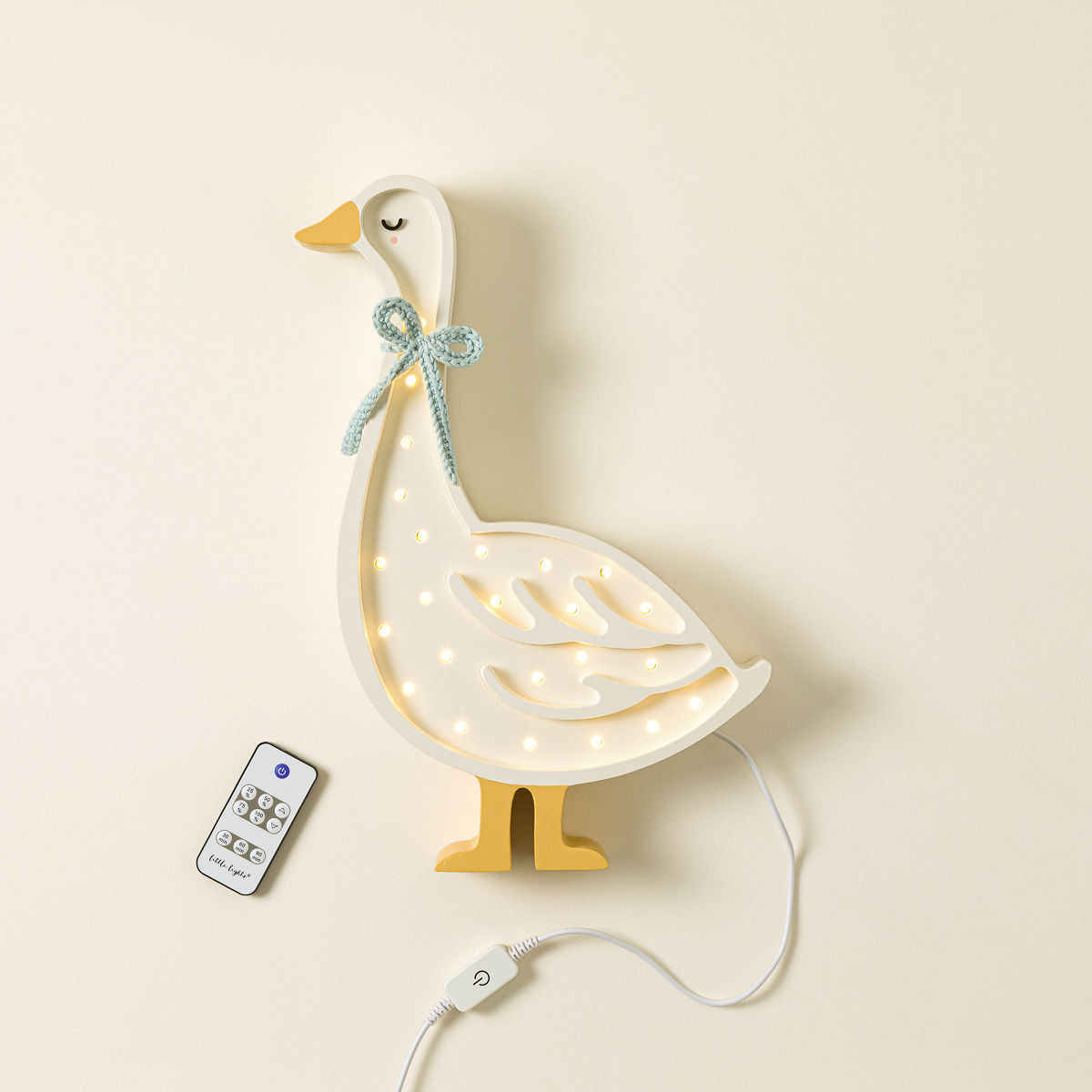 Hand-Painted Whimsical Animal Lamps - Goose with Bow