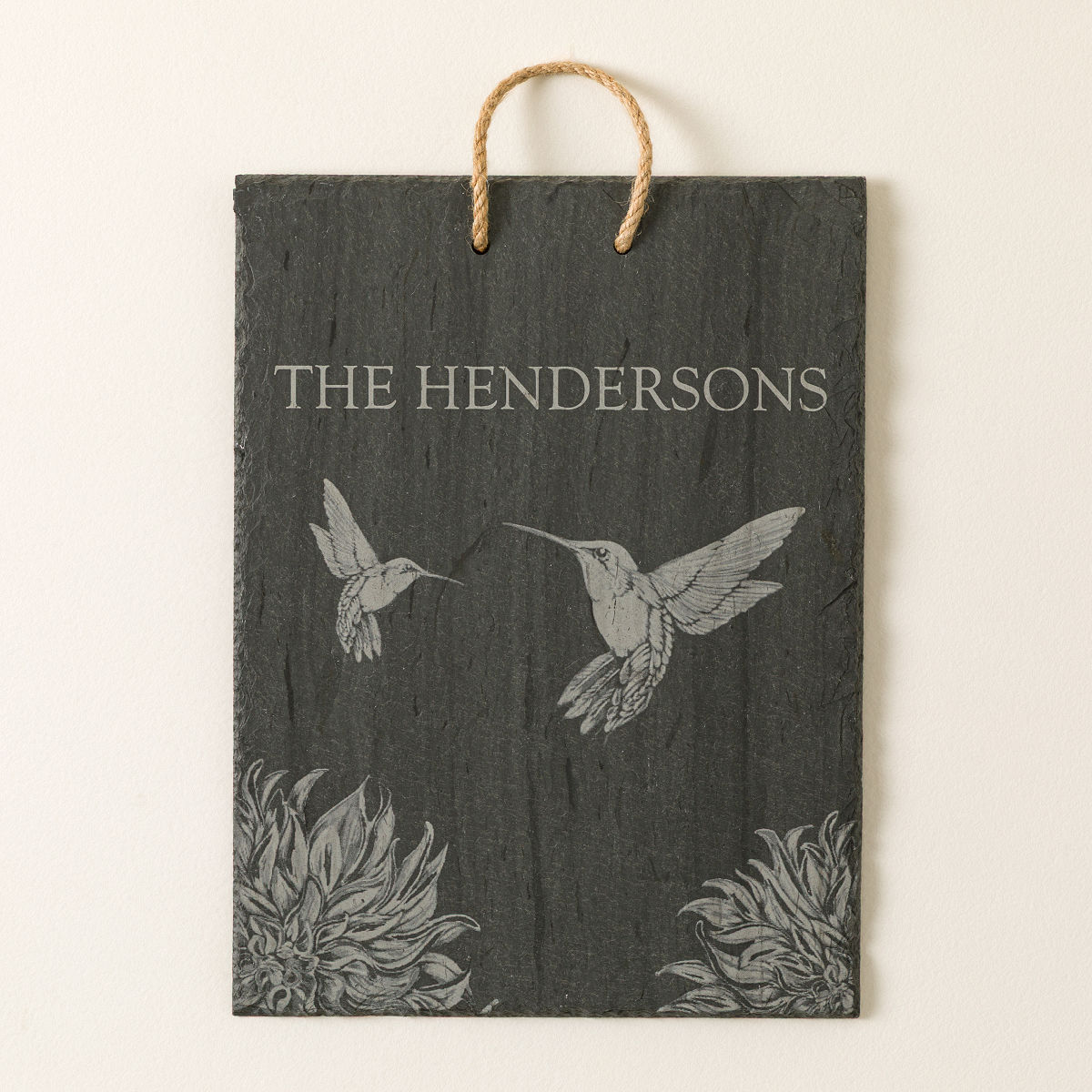 Garden Greeting Personalized Slate Sign - Hummingbirds