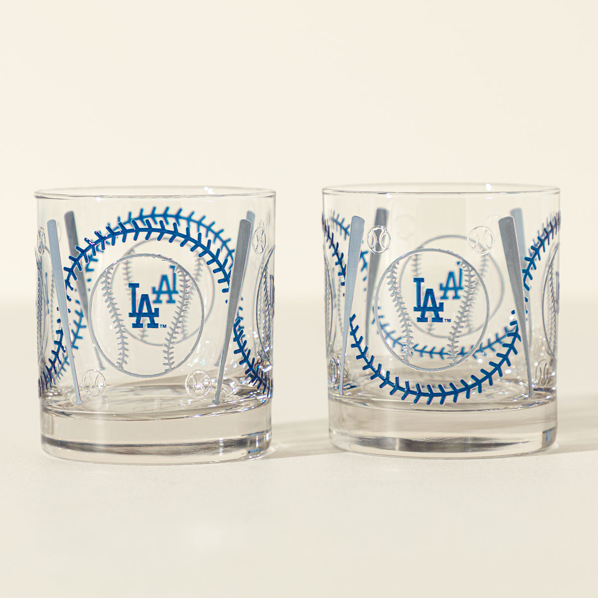 MLB Stitch Grip Glass - Set of 2 - Los Angeles Dodgers
