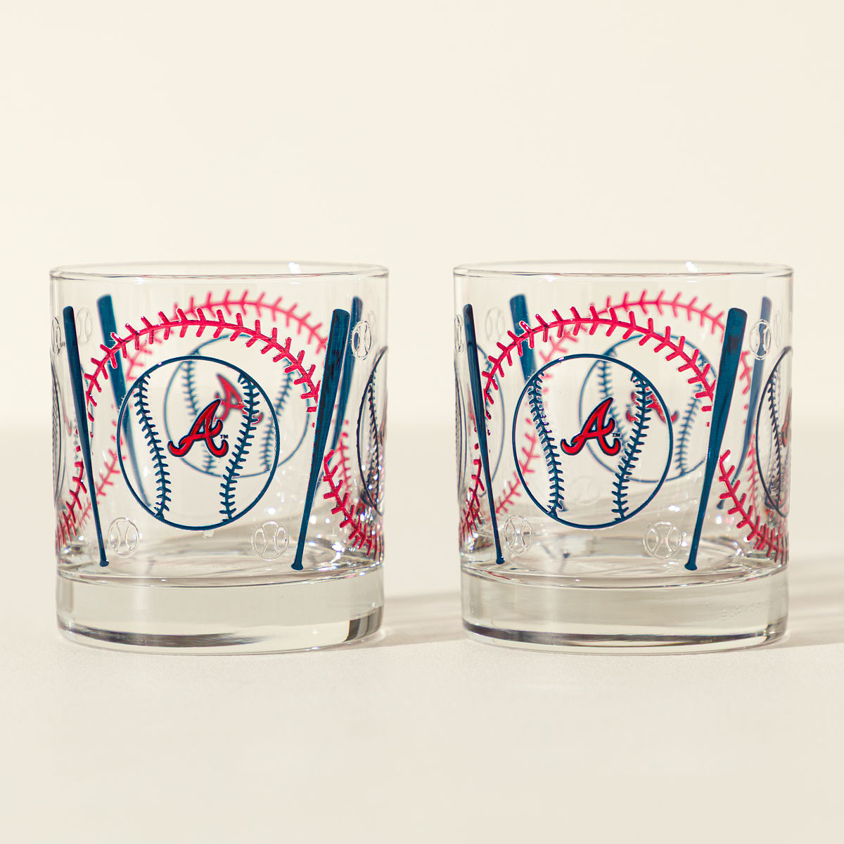 MLB Stitch Grip Glass - Set of 2 - Atlanta Braves