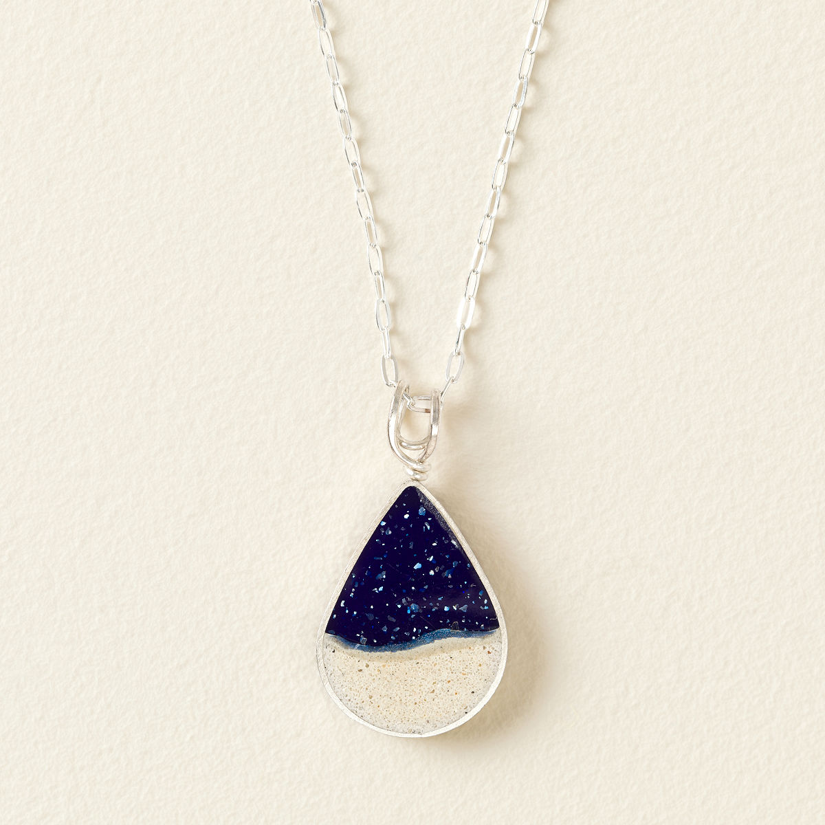 Beachscape Teardrop Necklace - Navy