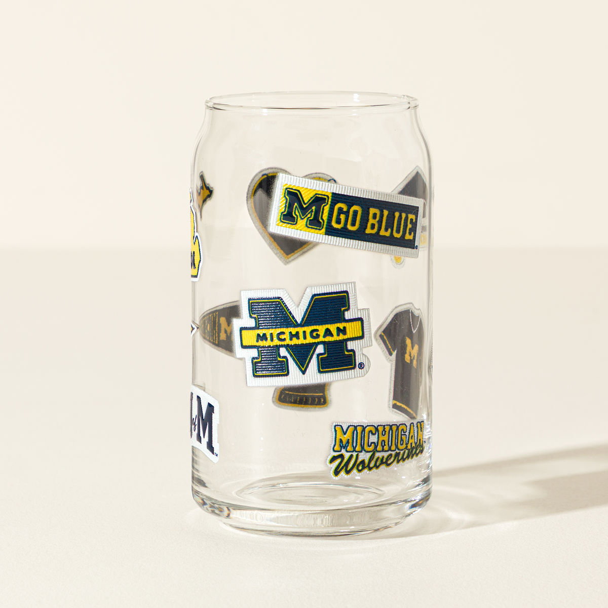 Collegiate Embroidered Patchwork Glass - University of Michigan