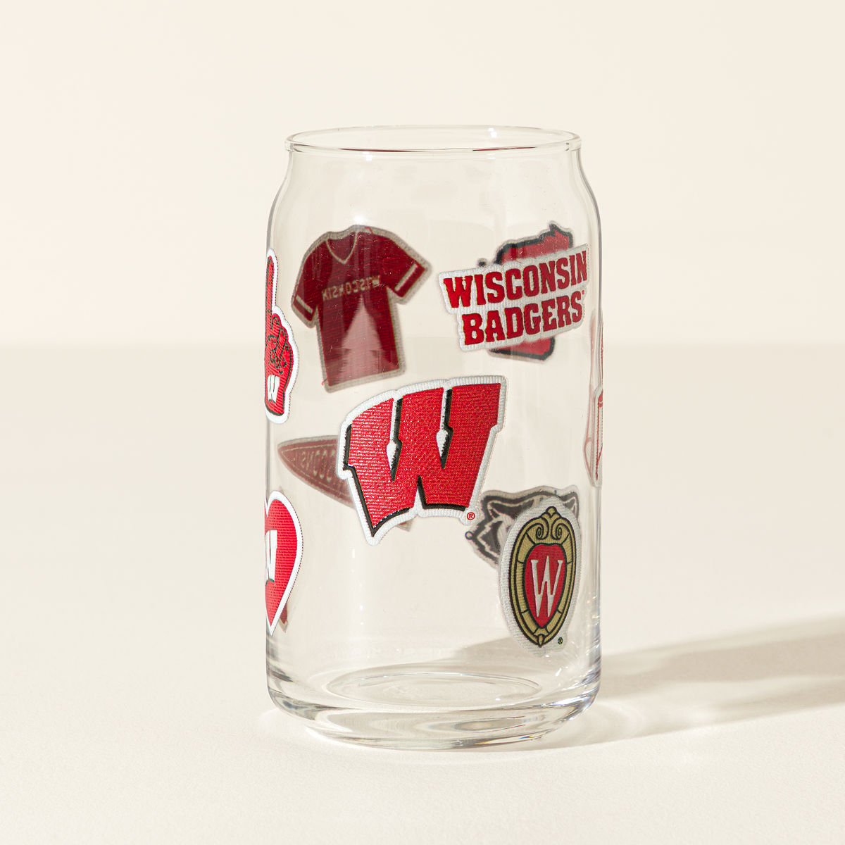Collegiate Embroidered Patchwork Glass - University of Wisconsin