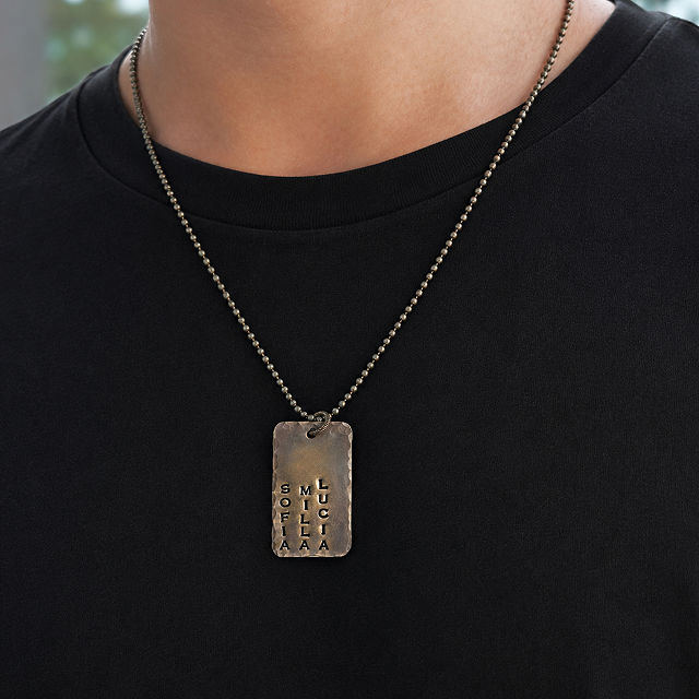 Hand-Stamped Men's Dog Tag Necklace